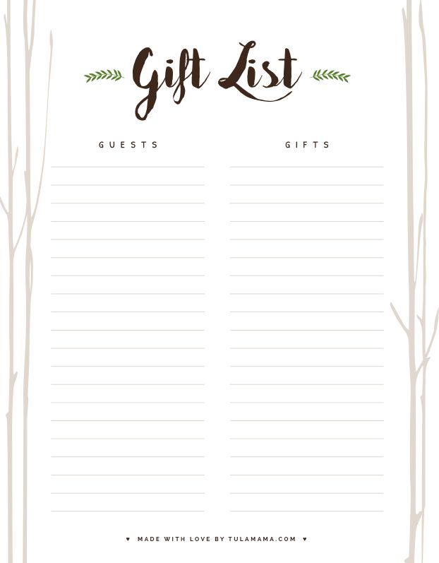 Free Printable Gift Tracker For Any Occasion | Gift tracker, Baby ...