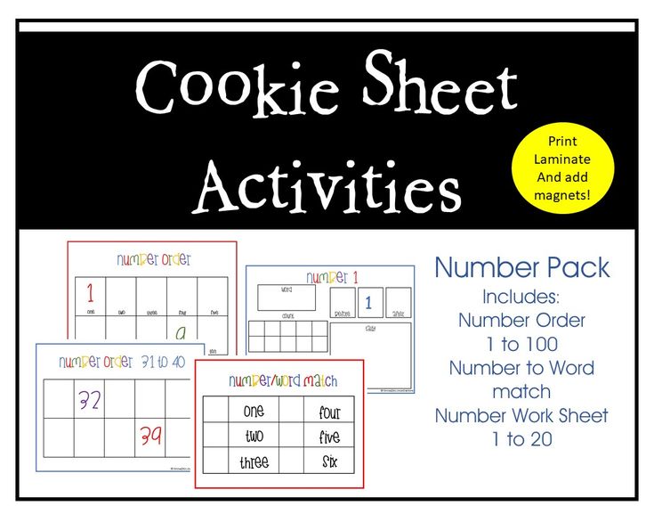 the printable cookie sheet activities for numbers