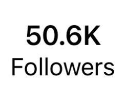 there is a sign that says 50 6k followers on the front and back of it