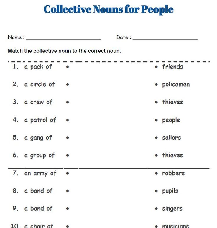 Collective Nouns Worksheets (People, Animals and Things) | Collective ...