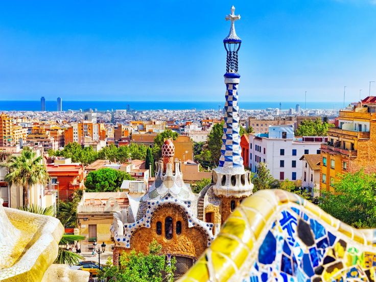 the view from top of an ornate building in barcelona, spain