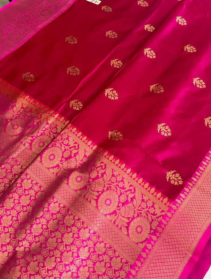 ships from USA.Fall and pico done. comes with blouse piece. Indulge in the opulence of our Handloom Katan Banarasi Silk Saree, a true testament to the exquisite craftsmanship of Banaras. This saree features the finest Katan silk, meticulously woven by skilled artisans to create a fabric that is both rich in texture and vibrant in color. Perfect for weddings, festive celebrations, or any special occasion, this saree promises to make you the center of attention. Material: Premium Katan Banarasi Si Elegant Anarkali Set For Traditional Ceremonies And Festivals, Wedding Anarkali Unstitched Brocade Suit, Semi-stitched Brocade Blouse For Traditional Ceremonies, Ceremonial Chanderi Blouse Piece With Self Design, Ceremonial Katan Silk Dupatta, Silk Salwar Kameez With Traditional Patterns For Wedding, Brocade Saree With Zari Work For Wedding, Gold Katan Silk Salwar Kameez For Wedding, Wedding Saree With Zari Work In Brocade