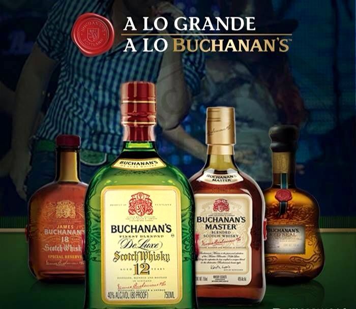 an ad for a liquor company with different types of bottles