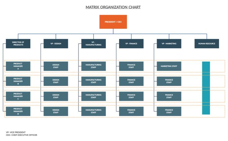 Matrix Organization Structure in 2021 | Organization chart ...