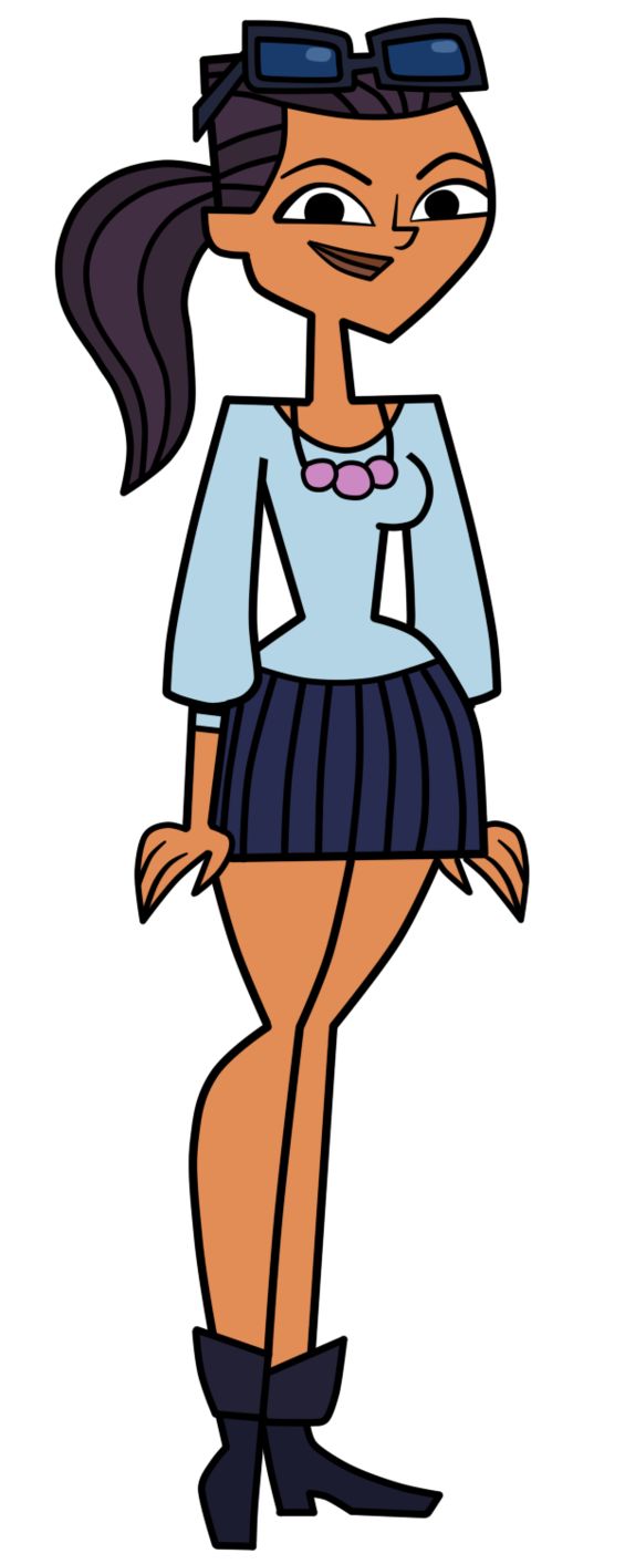 a cartoon girl with glasses and a skirt