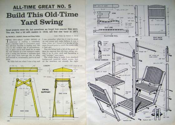 an old - time yard swing is featured in the catalog for children's furniture