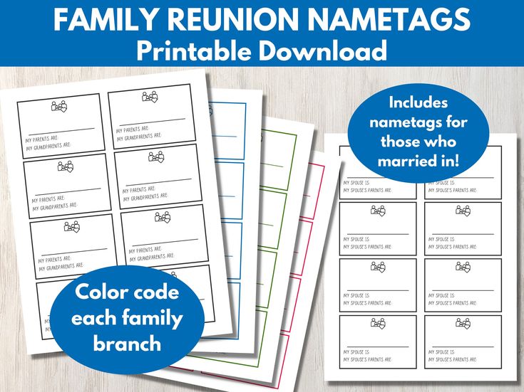 Family Reunion Name Tags Printable Reunion Nametags With Family Tree ...