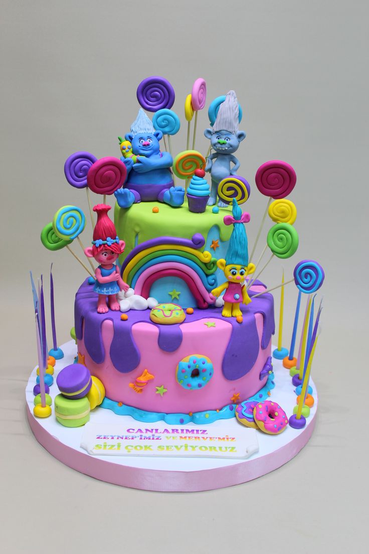 there is a cake decorated with candy and candies