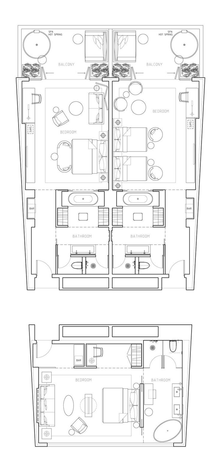 the floor plan for a two bedroom apartment with an attached kitchen and living room area