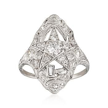 Vintage .85 ct. t.w. Diamond Dinner Ring in Platinum. Size 6.5 - #816120... this was Made for Me! Dinner Rings, Dinner Ring, Star Motif, Round Diamond Setting, Rings Diamond, Shiny Things, Fabulous Jewelry, Platinum Ring, Sparkle Diamonds