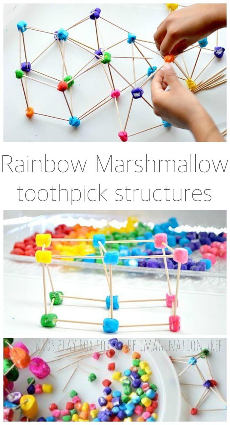 Build Rainbow Marshmallow Toothpick Structures - A Lesson In Math And 