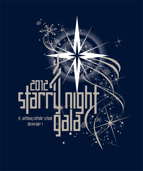 the poster for starlight gala, which features an image of a christmas star and snowflakes