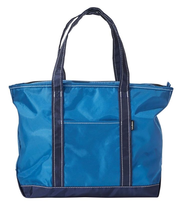 This versatile, lightweight tote bag is a must-have for hauling gear to the beach, carrying groceries home from the market or keeping handy in your car. Durable, lightweight nylon fabric. Double-layer bottom. Medium-length reinforced handles. Zip-top closure. Exterior open slot pocket. Interior zip pocket with key clip. Contrasting stitch details. Available in a variety of bright colors. Imported. Packable Tote Shoulder Bag For Outdoor Activities, Blue Packable Bags For Outdoor Activities, Durable Blue Bag For Daily Use, Blue Tote Shoulder Bag For Outdoor Activities, Everyday Nylon Tote Beach Bag, Blue Lightweight Tote Bag, Nylon Tote Beach Bag For Everyday Use, Large Capacity Tote Beach Bag For Outdoor, Functional Tote Beach Bag