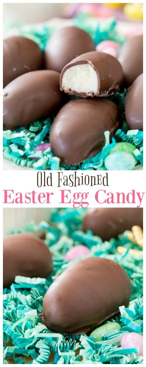 old fashioned easter egg candy recipe with chocolate eggs and marshmallows on top