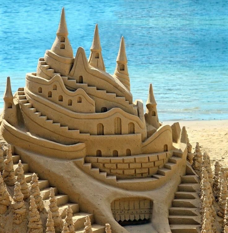 a sand castle made to look like it is on the beach