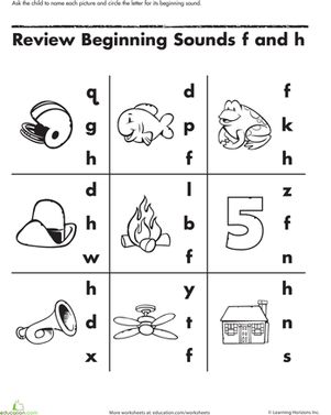 a worksheet for beginning sounds and h with pictures on the front, in ...