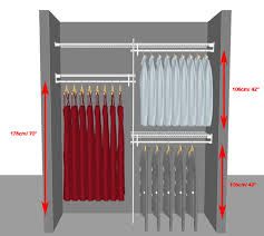 an open closet with red curtains and yellow clothes hanging on the rod, labeled below