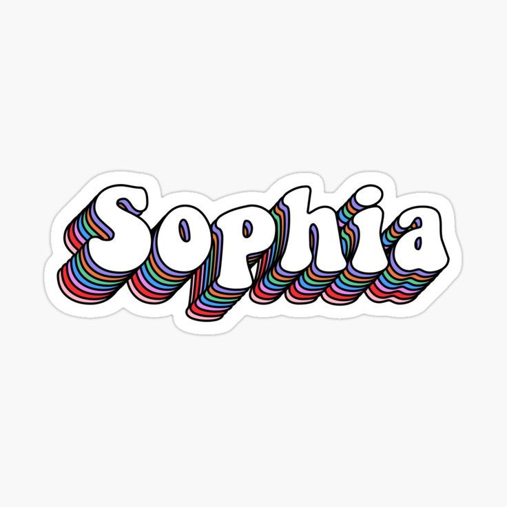 the word sophia in multicolored letters on white background stickers are available for