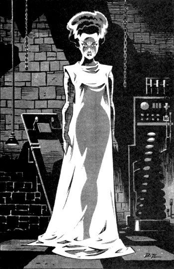 a woman standing in front of a brick wall wearing a white dress and headdress