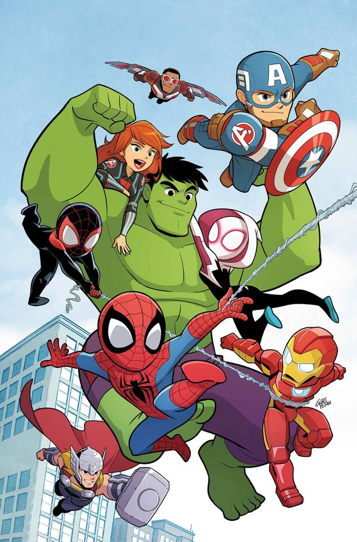 the avengers and spider - man characters are flying through the air