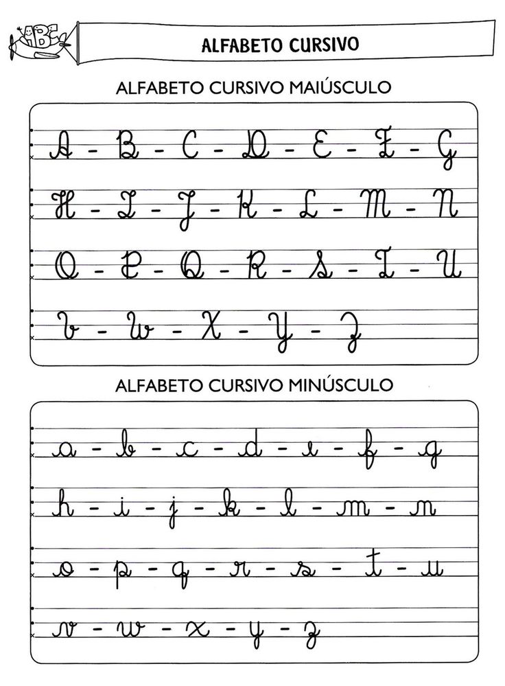 the upper and lower case of an english cursive writing practice book with two different letters