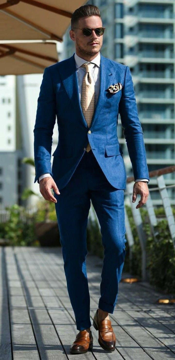 #suitsfashion Men’s Blue Suit, Blue Suit Outfit, Men Work Outfits, Blue Mens Suit, Wedding Suit Ideas, Mens Work Outfits, Suits Groom, Elegant Work Outfits, Blue Suit Men