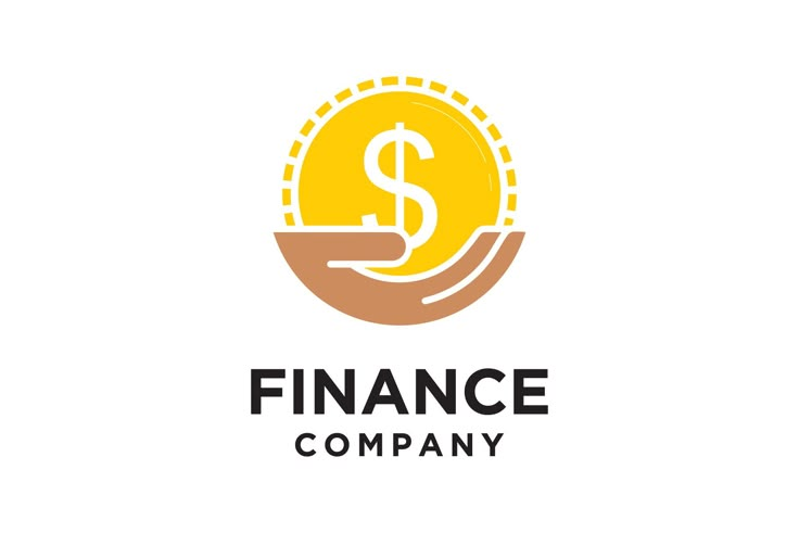 the logo for finance company with a hand holding a dollar sign in it's palm