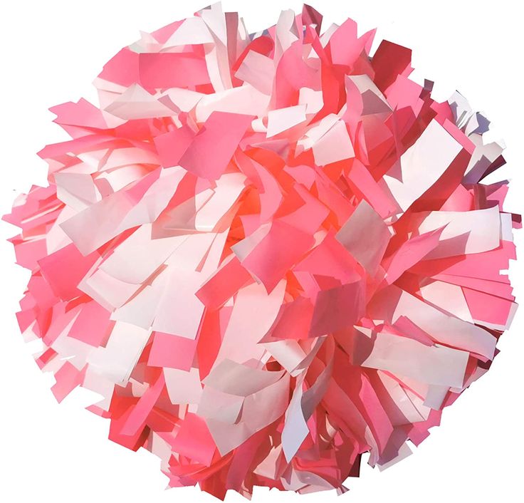 pink and white confetti pieces are arranged in a circle on a white background