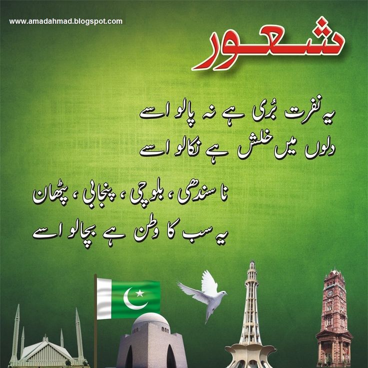 an advertisement for pakistan's national day, with the flag and buildings in arabic