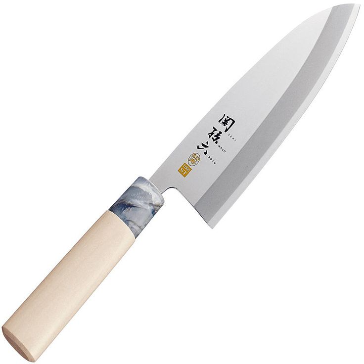 a large knife with a wooden handle on a white background and japanese characters written on the blade