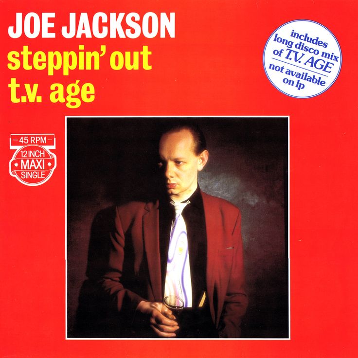 the album cover for joe jackson's stepping out tv age, featuring an image of a man in a suit and tie