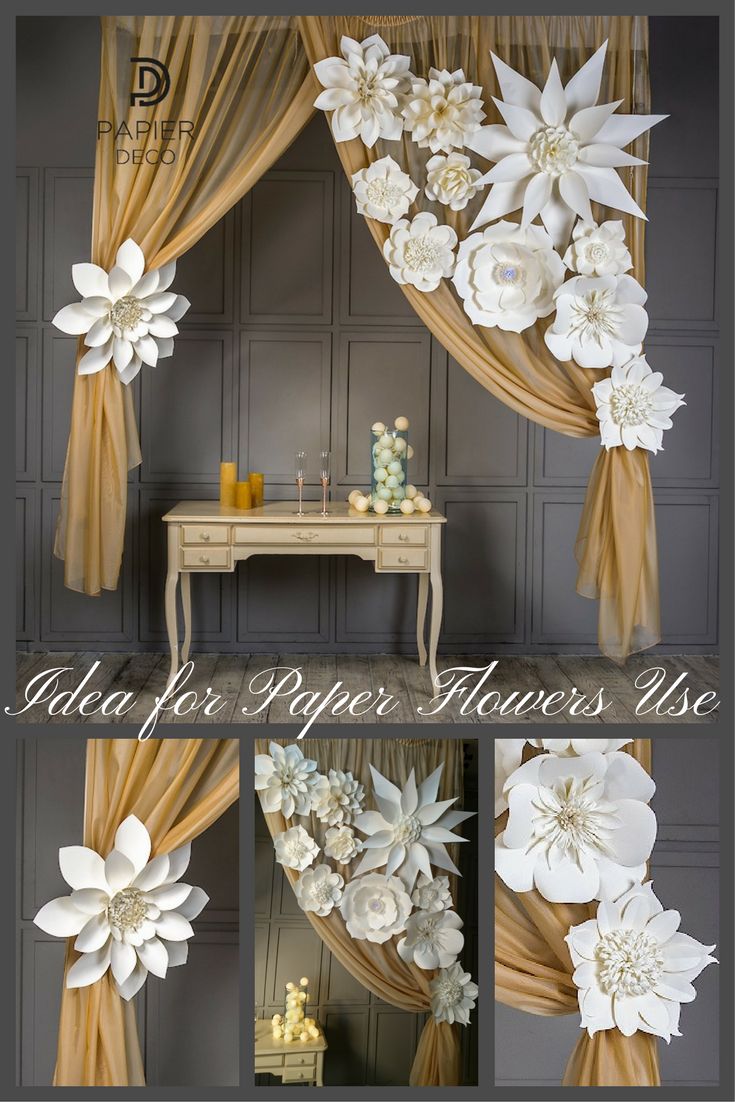 this is a collage of paper flowers