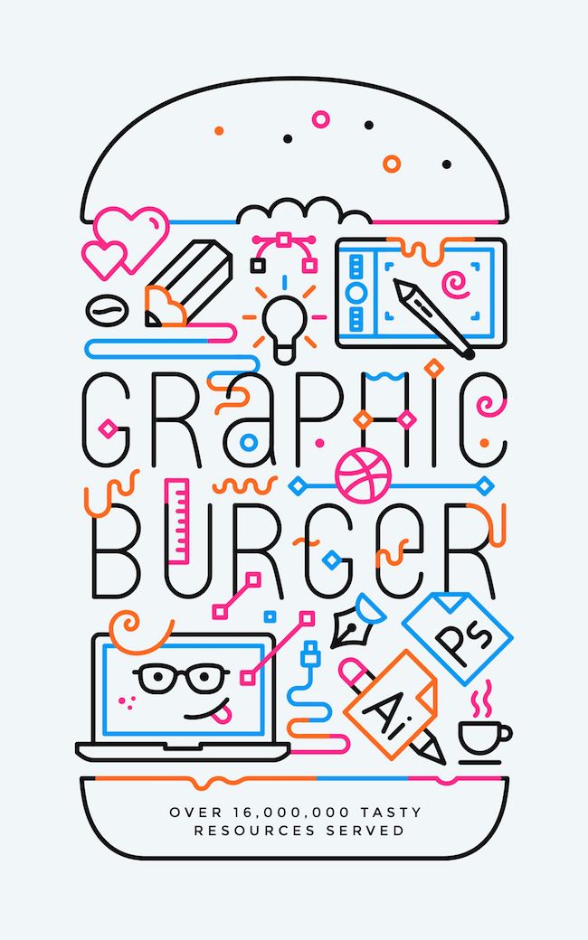 the graphic burger has been designed to look like an advertisement