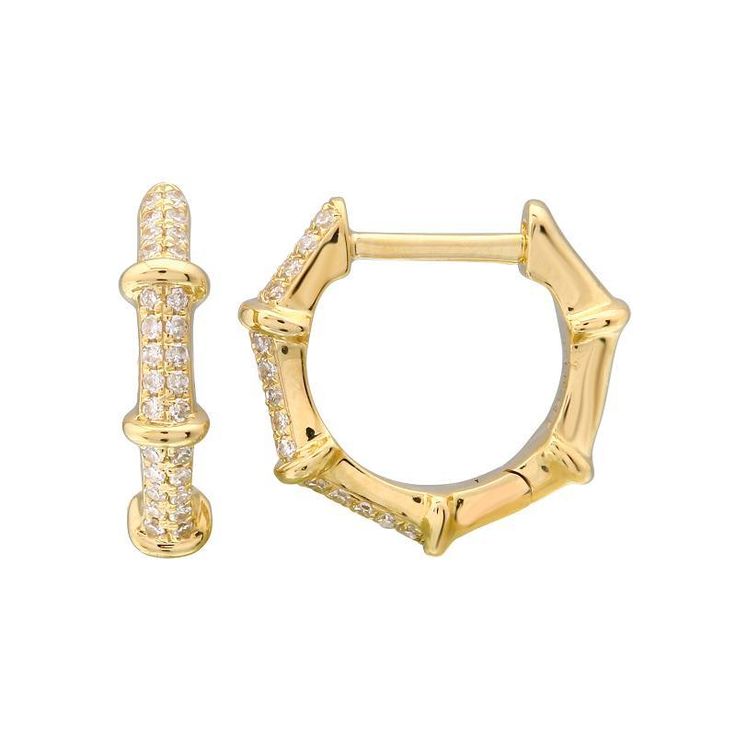 The Bamboo Huggie 14K Gold Diamond Earrings are the trendiest day-to-day accessories. Crafted from 14k gold for classic elegance and lasting quality, a definite must-have. These Bamboo Huggie 14K Gold Diamond Earrings are secured with simple push closure. Team these earrings with your casual assembles for a complete look. Item is MADE TO ORDER & it may take 2-8 Weeks to Ship. Although our jewelers are timely in creating your item and most items ship sooner, please contact us if you need your Diamond Drop Necklace, Diamond Huggies, Diamond Evil Eye, Bamboo Earrings, Diamond Jewelry Designs, Mother Of Pearl Necklace, Circle Diamond, Gold Diamond Earrings, Huggie Earrings