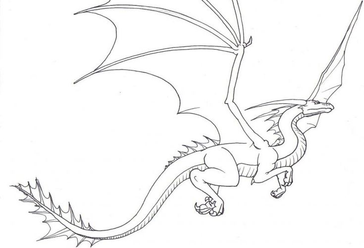 a drawing of a dragon flying through the air