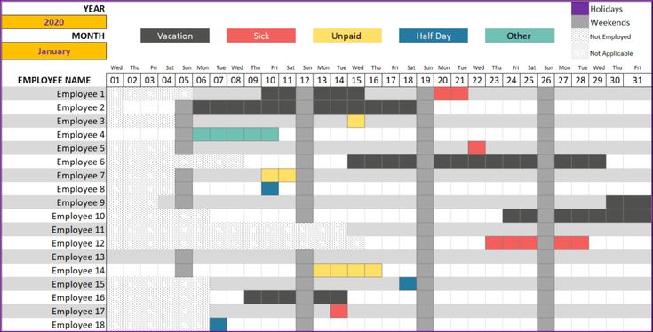 2024 Leave Tracker & Vacation Tracker Excel Template | Excel templates ...