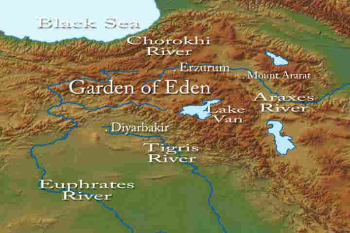 a map of the middle east showing rivers, lakes and landforms in different colors