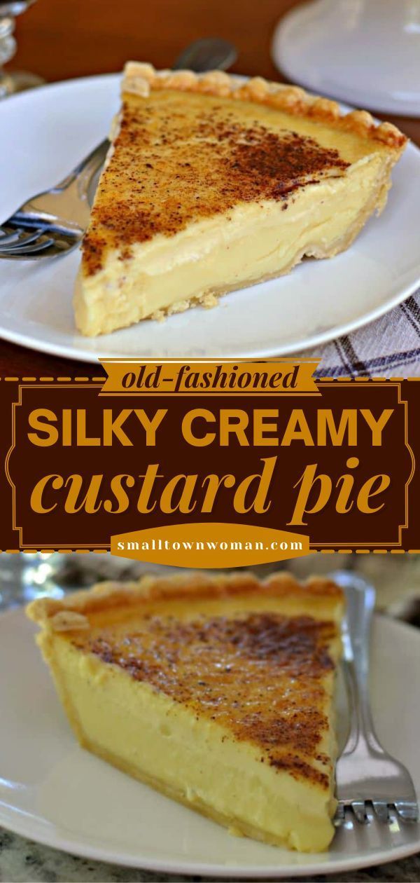 there is a slice of creamy custard pie on the plate