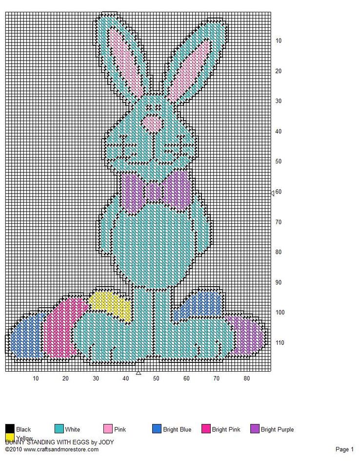 a cross stitch pattern with an image of a bunny