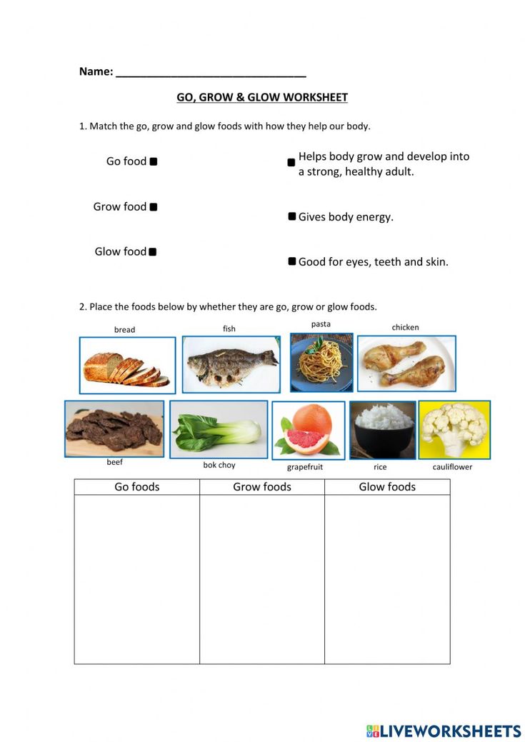 a worksheet with pictures of food and words