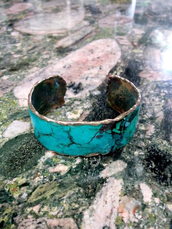 Marbled Brass Cuff Bracelet.  1"  Wide. Molten Edges. Artisan Blue Cuff Bangle Bracelet, Artisan Blue Bangle Cuff Bracelet, Artisan Handmade Blue Bangle, Artisan Green Cuff Bangle Bracelet, Elegant Turquoise Bracelet With Patina, Elegant Turquoise Bracelets With Patina, Adjustable Turquoise Bracelet With Patina, Unique Handmade Turquoise Bangle, Turquoise Hand Wrapped Cuff Bracelet