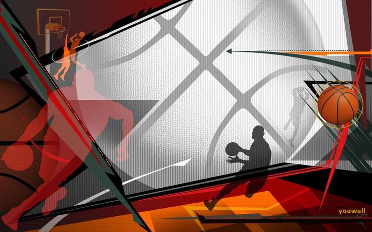 a basketball player is about to dunk the ball in front of an abstract background