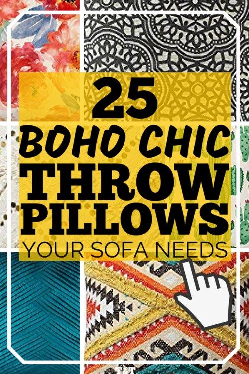 the cover of 25 boho chic throw pillows