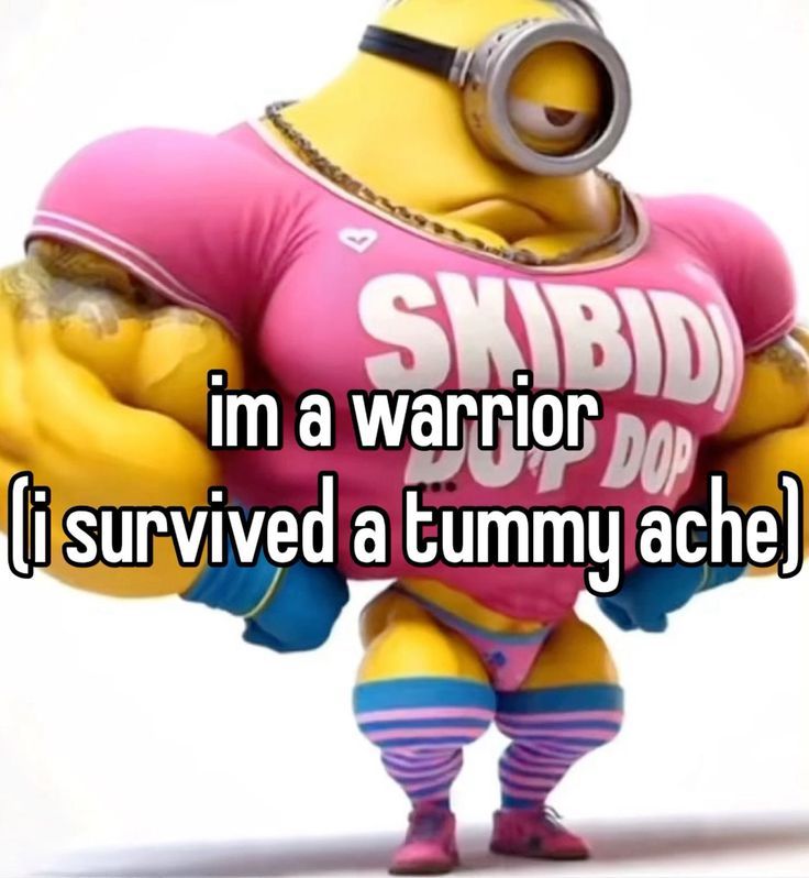 a cartoon character with the words i'm a warrior i survived a tummy ace