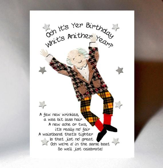 a birthday card with an image of a man dancing