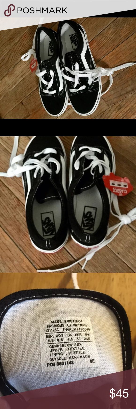 Old Skool Vans women’s 6.5 These are brand new, the size is just too small for me.   Sold as is. No box. Vans Shoes Sneakers Old Skool Vans, Vans Women, Vans Black, Women's Vans, Womens Vans, Vans Authentic Sneaker, Old Skool, Vans Shoes, Vans Sneaker