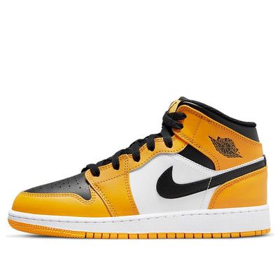 (GS) Air Jordan 1 Mid 'Reverse Yellow Toe' 554725-701 (AJ1/SNKR/Retro/Mid Top/Basketball) Throwback High-top Sneakers For Sports Events, Retro Basketball Shoes With Round Toe For Light Sports, Nike Air Force 1 High-top For Sports, Retro Skate Shoes With Round Toe For Sports, Yellow Round Toe Basketball Shoes For Sports Events, Throwback High-top Sneakers For Sports, Retro Round Toe Skate Shoes For Sports, Team-colored Sneakers With Round Toe For Sports, Yellow Sporty Sneakers For Sports Events