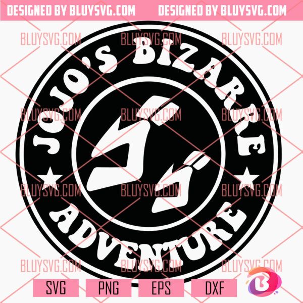 a black and white logo with the words boys bizarre adventure on it's side