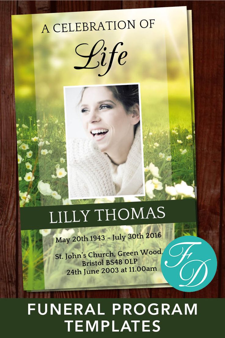 Celebration of Life Program Template Funeral Program - Etsy UK ...