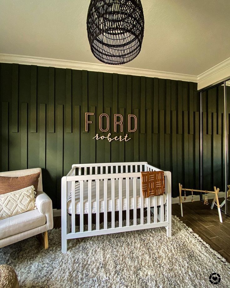 Green Nursery Accent Wall Nursery decor inspiration, Nursery accent